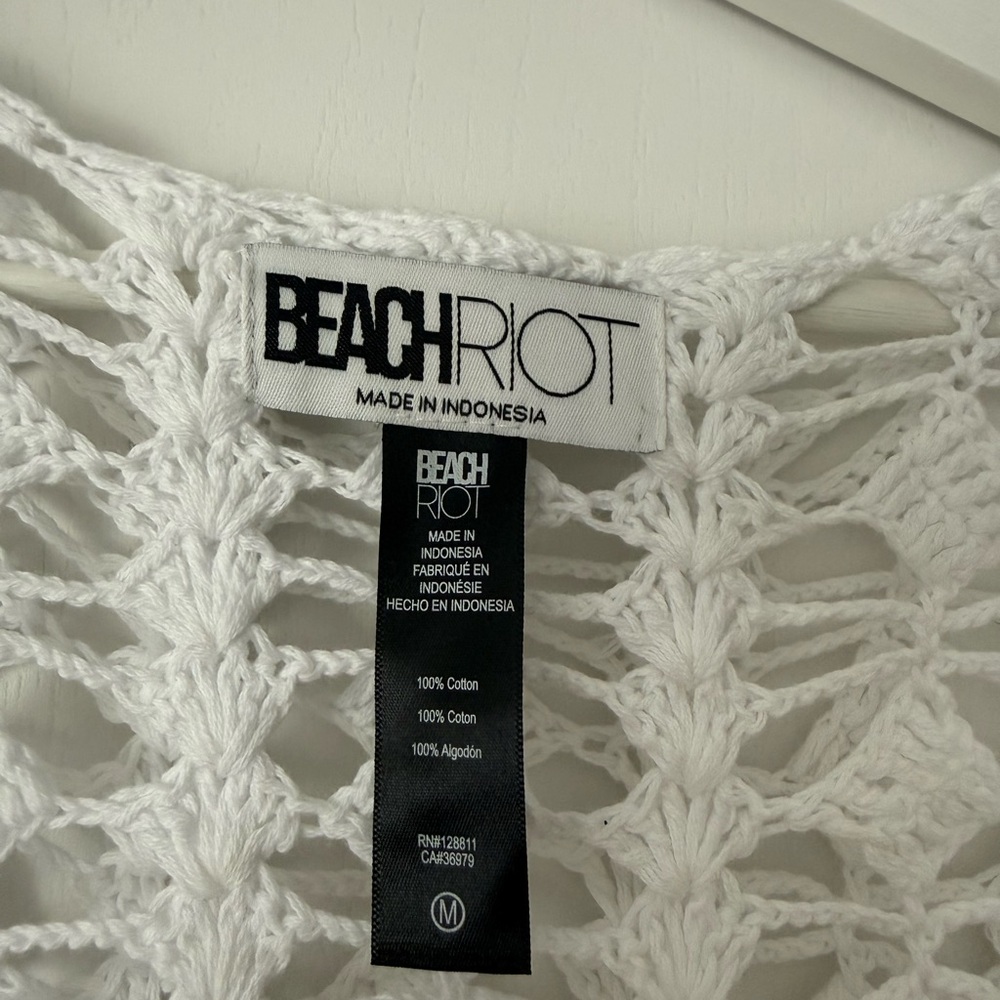 Beach Riot White Crochet Long-Sleeve Maxi Swim Cover-Up - Picture 6 of 6